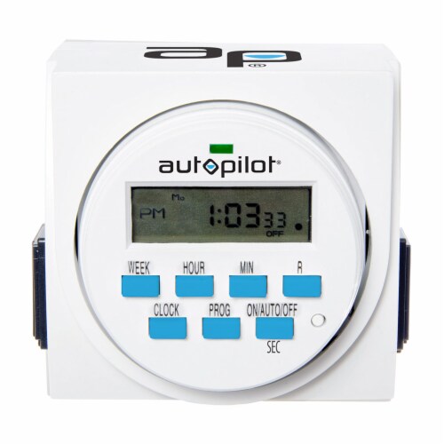 Auto Pilot TM01715D 7 Day 8 Programs Dual Outlet Digital Programmable Timer Perspective: top