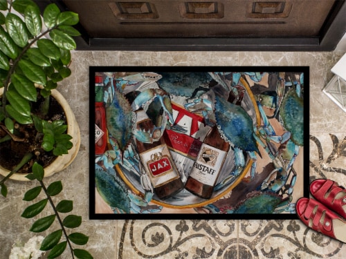 Carolines Treasures 8919JMAT New Orleans Beers and Crabs Doormat 24x36 Perspective: top