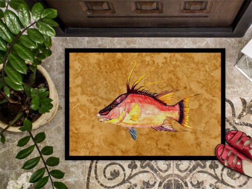 Carolines Treasures 8751MAT Hog Snapper on Gold Doormat 18x27 Perspective: top
