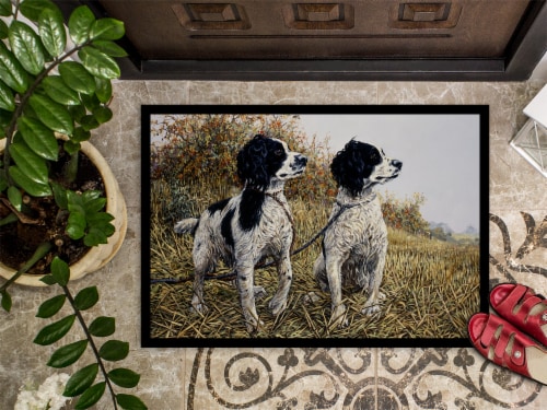 Two Springer Spaniels by Michael Herring Indoor or Outdoor Mat 24x36 Perspective: top