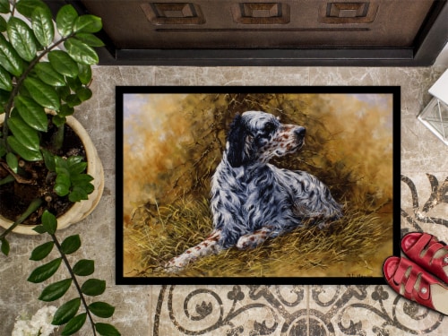 Carolines Treasures HMHE0007MAT English Setter by Michael Herring Doormat 18x27 Perspective: top