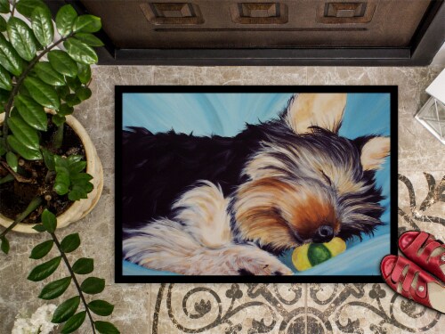Carolines Treasures AMB1075JMAT Naptime Yorkie Yorkshire Terrier Doormat 24x36 Perspective: top