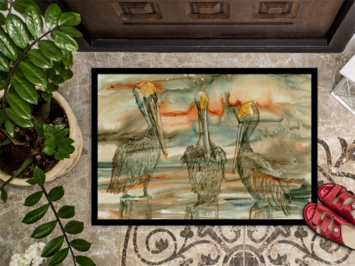 Carolines Treasures 8980MAT Pelicans on their perch Abstract Doormat 18x27 Perspective: top