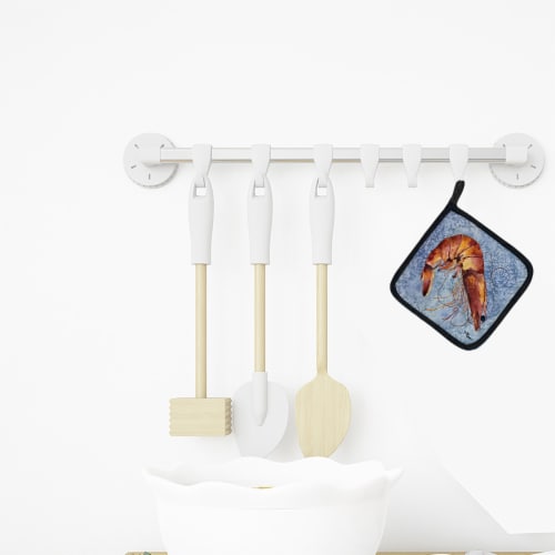 Carolines Treasures 8153PTHD Cooked Shrimp Cool Blue Water Pair of Pot Holders Perspective: top