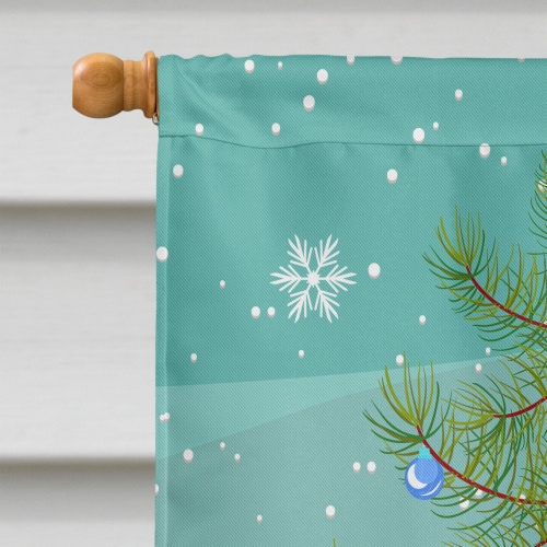 Merry Christmas Tree French Bulldog Piebald Flag Canvas House Size Perspective: top