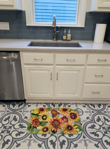 Carolines Treasures  8766RUG Sunflowers Machine Washable Memory Foam Mat Perspective: top