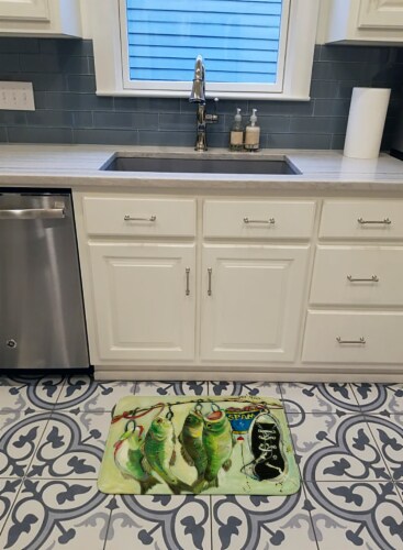 Recession Food Fish caught with Spam Machine Washable Memory Foam Mat Perspective: top