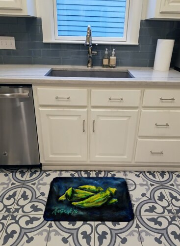 Carolines Treasures MW1229RUG Okra Bleu Machine Washable Memory Foam Mat Perspective: top