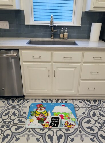 Candy Canes for Sale Snowman Machine Washable Memory Foam Mat Perspective: top