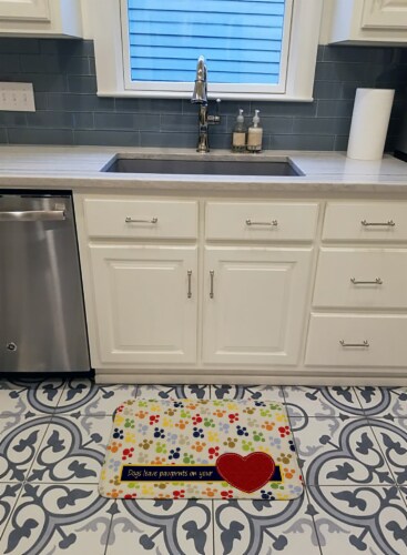 Dogs leave pawprints on your heart Machine Washable Memory Foam Mat Perspective: top