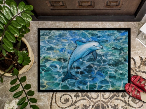 Carolines Treasures BB5356MAT Dolphin Doormat 18x27 Perspective: top