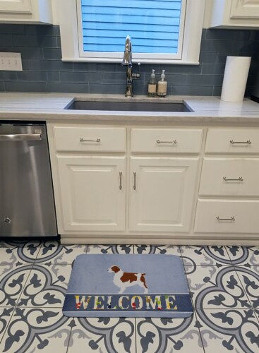 Welsh Springer Spaniel Welcome Machine Washable Memory Foam Mat Perspective: top