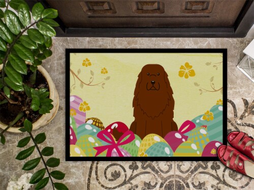 Easter Eggs Caucasian Shepherd Dog Indoor or Outdoor Mat 18x27 Perspective: top