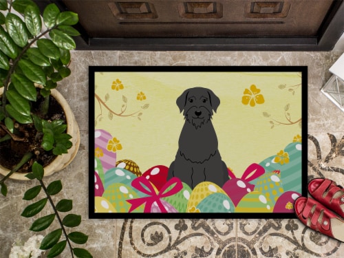 Carolines Treasures BB6066MAT Easter Eggs Giant Schnauzer Doormat 18x27 Perspective: top