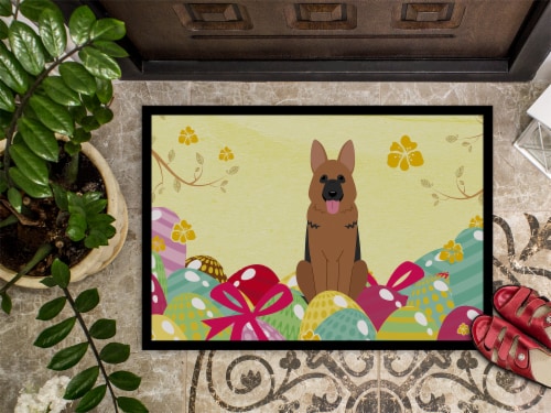 Carolines Treasures BB6067MAT Easter Eggs German Shepherd Doormat 18x27 Perspective: top