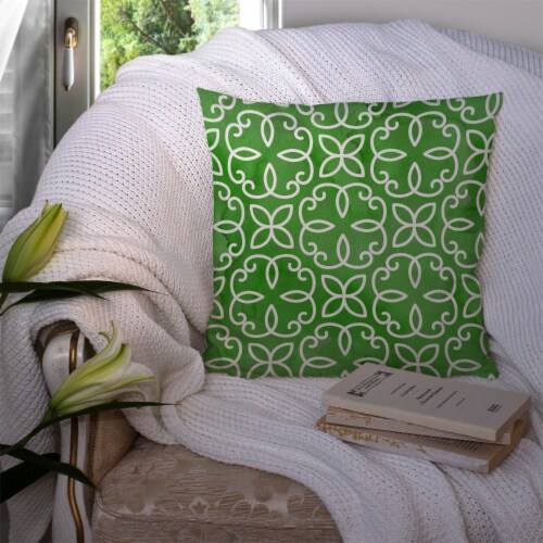 Watercolor Geometric Cirlce on Green Fabric Decorative Pillow Perspective: top