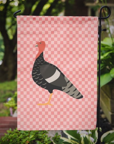 Carolines Treasures  BB7987GF Marragansett Turkey Pink Check Flag Garden Size Perspective: top