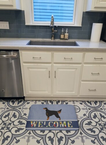 Gordon Setter Welcome Machine Washable Memory Foam Mat, Blue Perspective: top