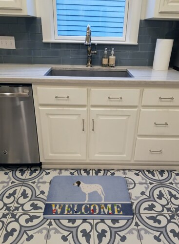 Gascon Saintongeois Welcome Machine Washable Memory Foam Mat, Blue Perspective: top