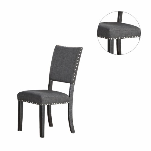 Set of 2 Upholstered Fabric Dining Chairs Black 2 Units Foods Co