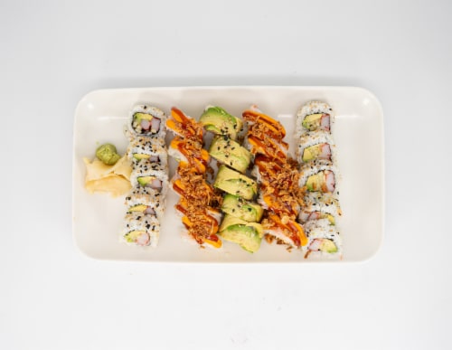 Japanese Food Express Inc Favorite Sampler Sushi Rolls Available From 11am-7pm Perspective: top