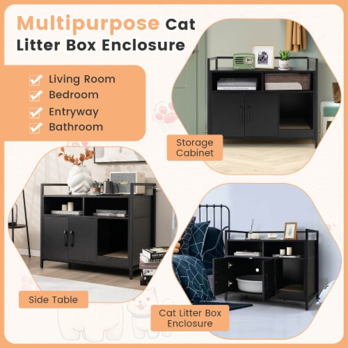 Slickblue Hidden Cat Washroom with Double Doors and Scratch Cardboard Perspective: top