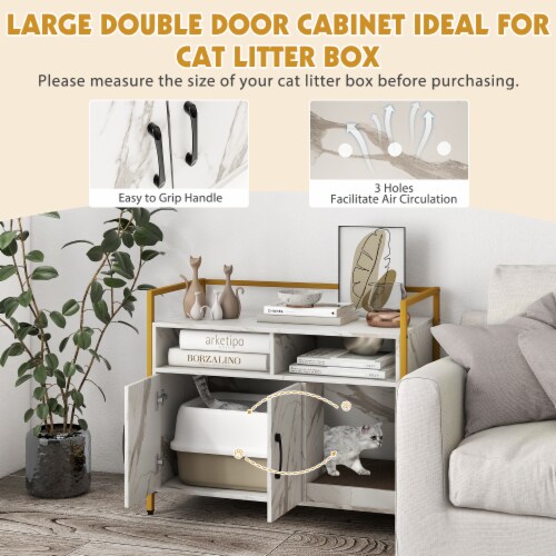 Slickblue Hidden Cat Washroom with Double Doors and Scratch Cardboard Perspective: top