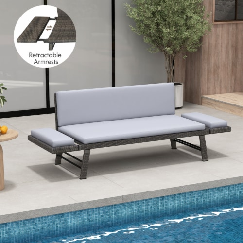 Slickblue Convertible Sofa Daybed for Outdoor Spaces with Adjustable Armrests Perspective: top
