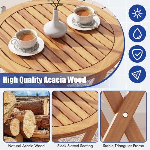 Slickblue Outdoor 3 Piece Acacia Wood Bistro Set with Cushions for Backyard Perspective: top