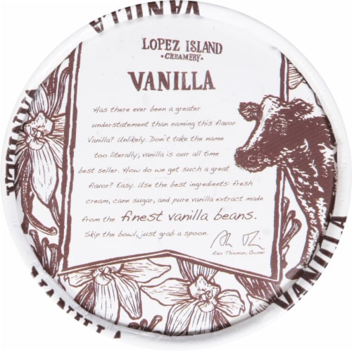 Lopez Island Creamery Handmade Vanilla Ice Cream Pint Perspective: top