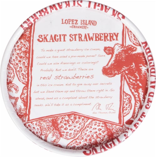 Lopez Island Creamery Skagit Strawberry Ice Cream Pint Perspective: top