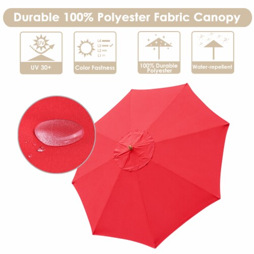 Yescom 13FT Large Outdoor Patio Umbrella UV30+ Wood 8 Rib Pole for Table Beach Yard Garden Perspective: top