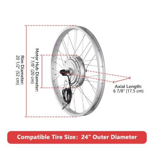Yescom Electric Bicycle Front Wheel E Bike Conversion Kit 24 36V 750W Throttle Controller 24 in. QFC