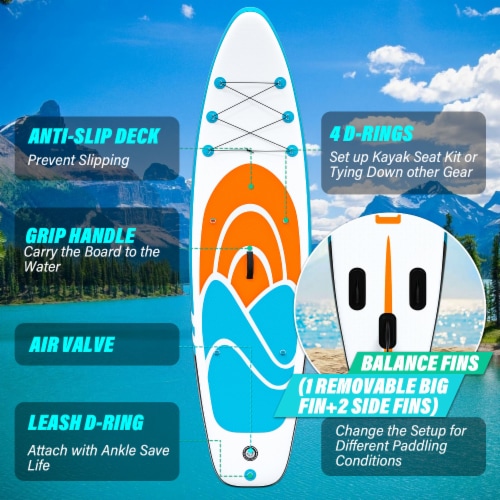 Inflatable Paddle Board Stand up Adults with Adjustable Paddle Perspective: top