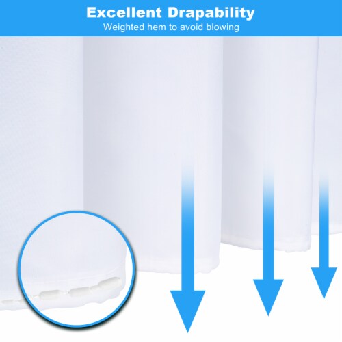 Boho Farmhouse Fabric Shower Curtain 72x72 Inch with Metal Grommet Hooks, white Perspective: top