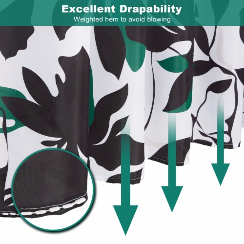 Floral Fabric Shower Curtain 72x72 Inches, with Rust Hooks,Black White Perspective: top
