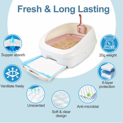Ownpets Disposable Cat Litter Mat With 6-Layer Leak-proof 17.7 * 13 (50 Pcs) Perspective: top