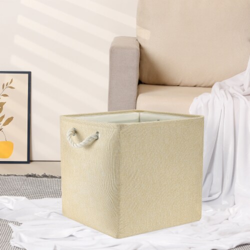 uxcell Square Fabric Collapsible Storage Basket Bin with Handle Perspective: top
