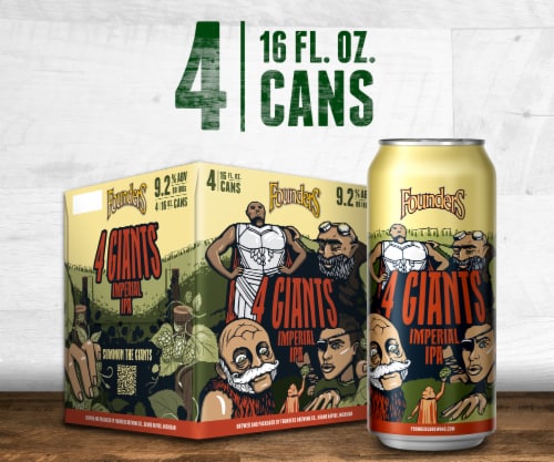 Founders Brewing 4 Giants Imperial IPA Craft Beer Perspective: top