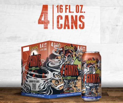 Founders Brewing 4 Giants and The Haze of Destiny Imperial Hazy IPA Craft Beer Perspective: top