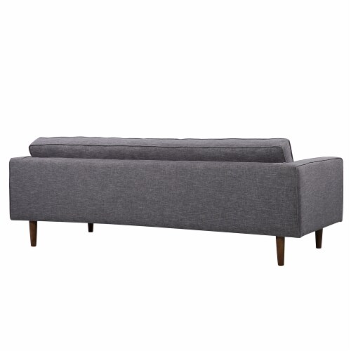 Armen Living Element Mid-Century Modern Sofa in Dark Gray Linen and Walnut Legs Perspective: top