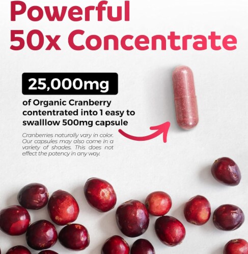 Organic Cranberry Pills - 50:1 Concentrate Equals 25,000mg of Fresh Cranberries (Vegan) for, 60 Count - Harris Teeter Organic Cranberry Pills - 50:1 Concentrate Equals 25,000mg of Fresh Cranberries (Vegan) for, 60 Count - Harris Teeter