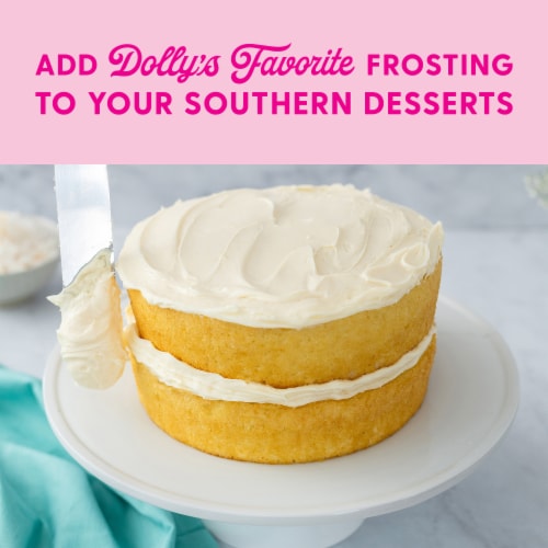 Duncan Hines Dolly Parton's Favorite Creamy Buttercream Flavored Cake Frosting Perspective: top