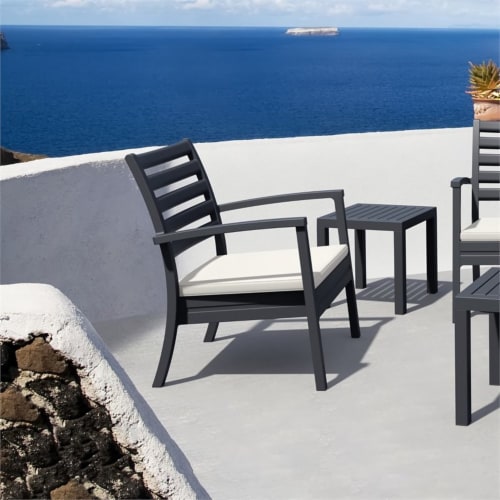Siesta ISP004-DGR-CNA Artemis XL Outdoor Club Chair with Sunbrella Natural Cushion - Dark Gra Perspective: top