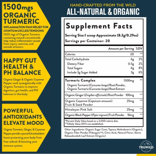 Turmeric Curcumin - Natural Recovery Drink Mix Powder - Natural Flavor Perspective: top