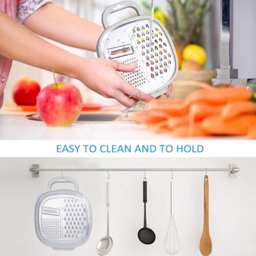 Kitcheniva Stainless Steel 3 in 1 Cheese Grater With Container And Lid Perspective: top