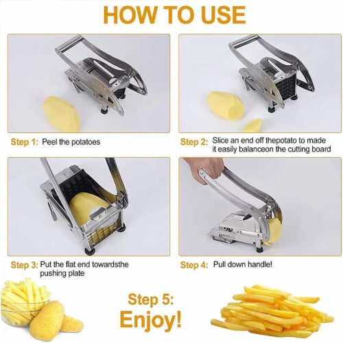 Kitcheniva Stainless Steel French Fry Cutter 2 Blades Perspective: top