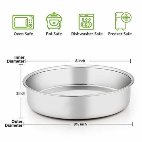 Kitcheniva Stainless Steel Round Layer Cake Baking Pans 8 Set of 3