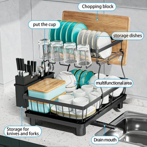 Multi-Functional Dish Drainer Black