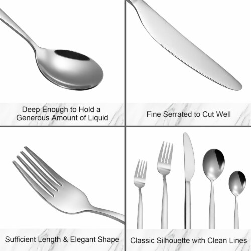 Kitcheniva Stainless Steel Silverware Cutlery Set of 30 Perspective: top